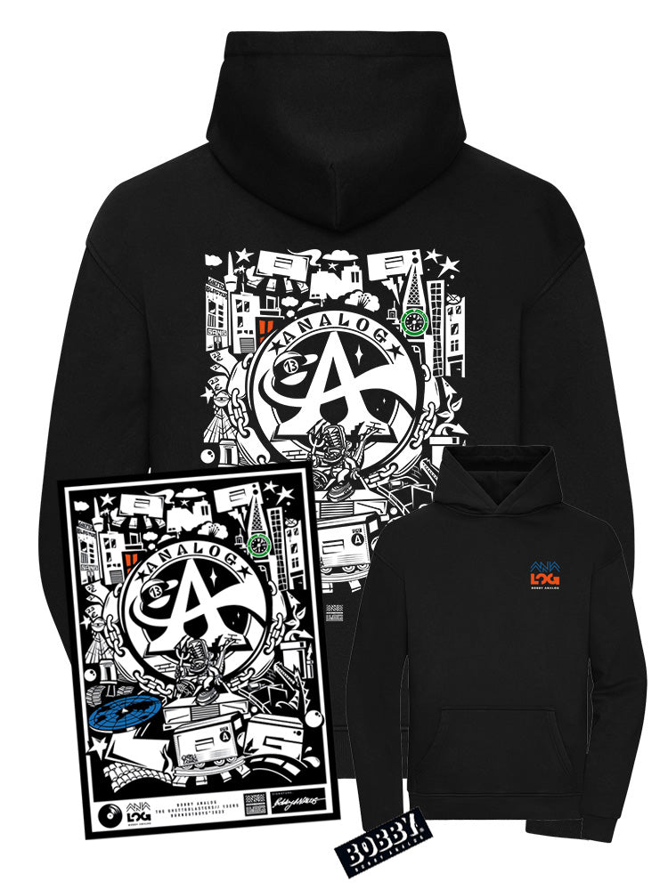 "Analog Black" Hoodie + Poster Bundle