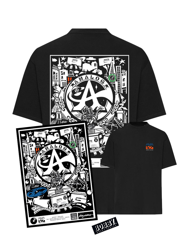 "Analog Black" T-Shirt + Poster Bundle